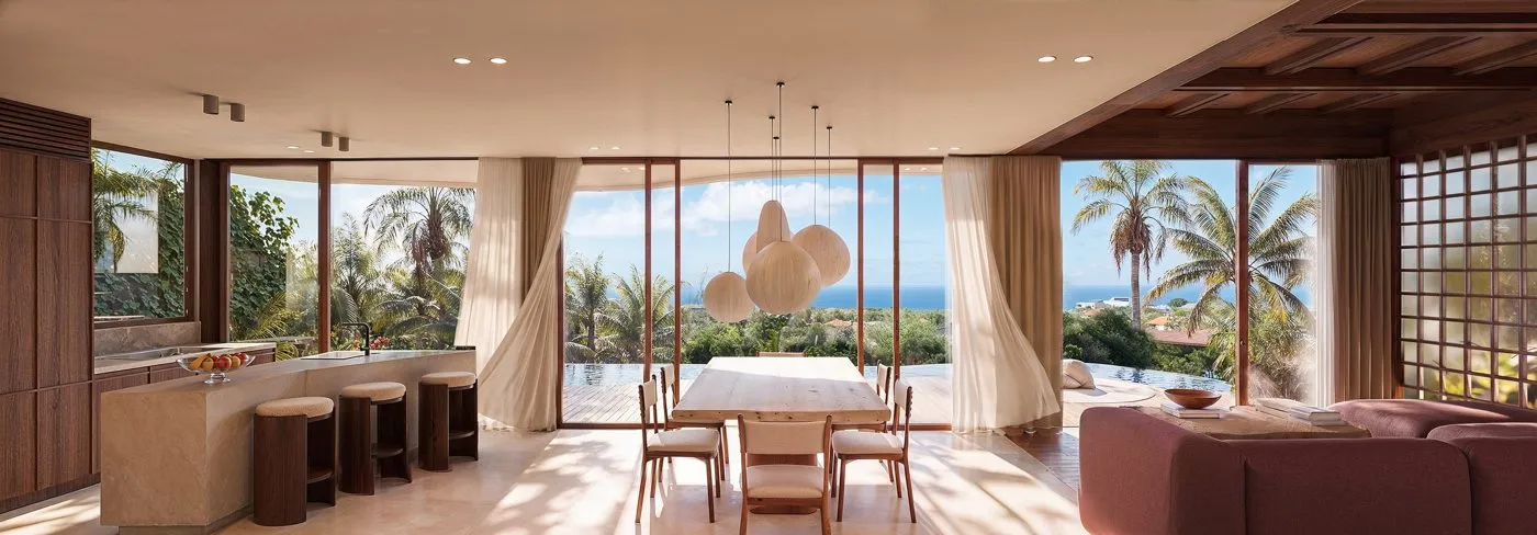 Wohnbereich einer Villa mit Meerblick